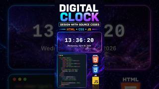 Glassmorphism Digital Clock: HTML, CSS &amp; JS Tutorial UI Design