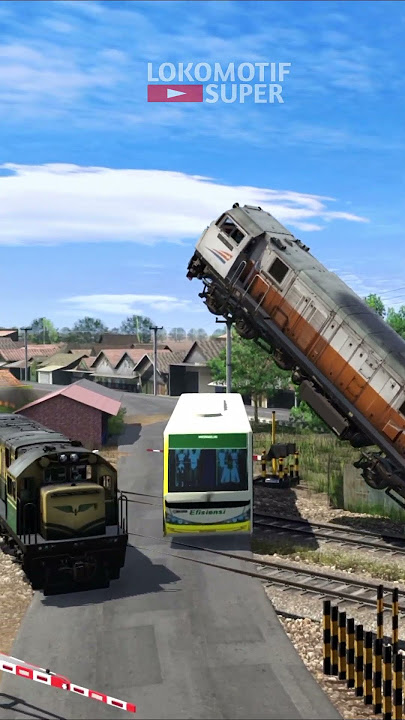Kereta Api CC201 Dan CC206 Hampir Tabrak Bus Di Palang Pintu #keretaapi #train #railway