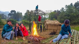 Mother Farm - DIY Bamboo - Make a Bamboo Roof & Happy family day, Let's Enjoy Grilled Cassava #diy