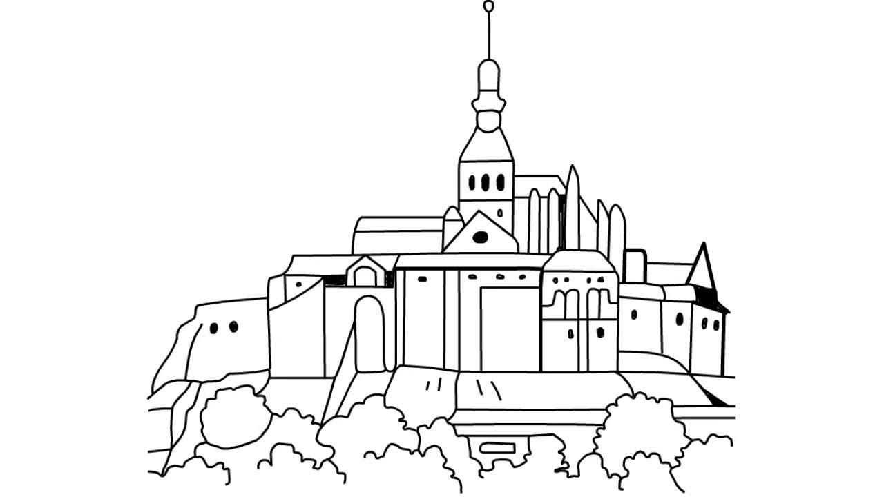 How to draw Mont-St-Michel France Easily Step by Step #Rezaul_Drawing