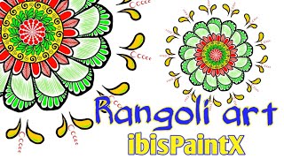 CARA MENGGAMBAR RANGOLI ART ||Tutorial Rangoli art || ibisPaint X