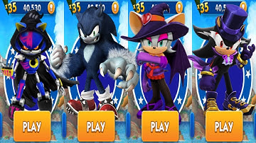 Sonic Dash - Werehog vs Reaper Metal Sonic vs Witch Rouge vs Vampire Shadow All Characters Unlocked