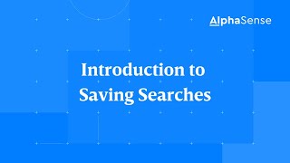 Introduction to: Saving Searches