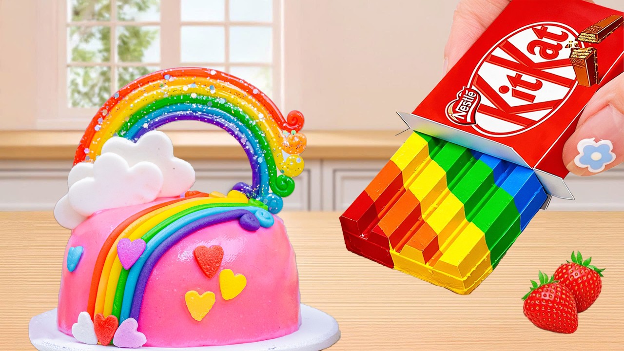 Amazing Mini Rainbow Chocolate KITKAT Cake Decorating 🌈 Stunning ...