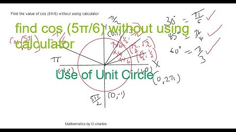 How to use unit circle to find value of cos (5π/6) without using calculator