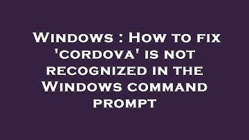 Windows : How to fix 