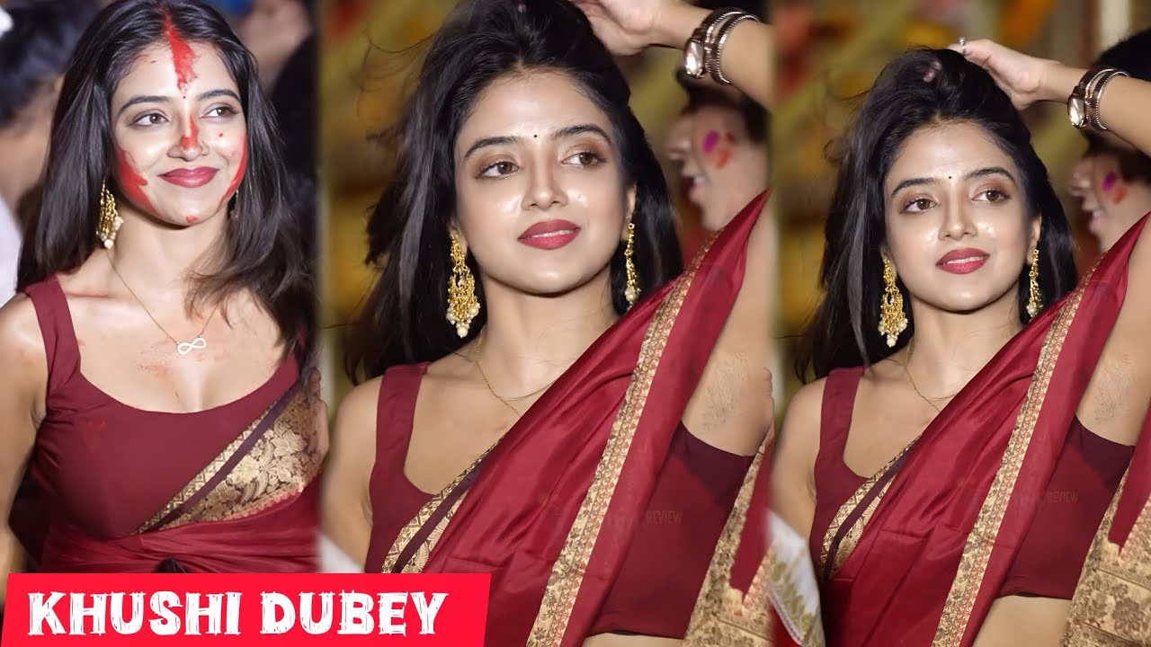 Khushi Dubey’s stunning look turns heads at Durga Pooja event! #bigscreenstarz 