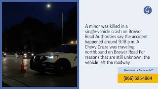 One Killed in Single-Vehicle Crash on Brewer Road in Logan County