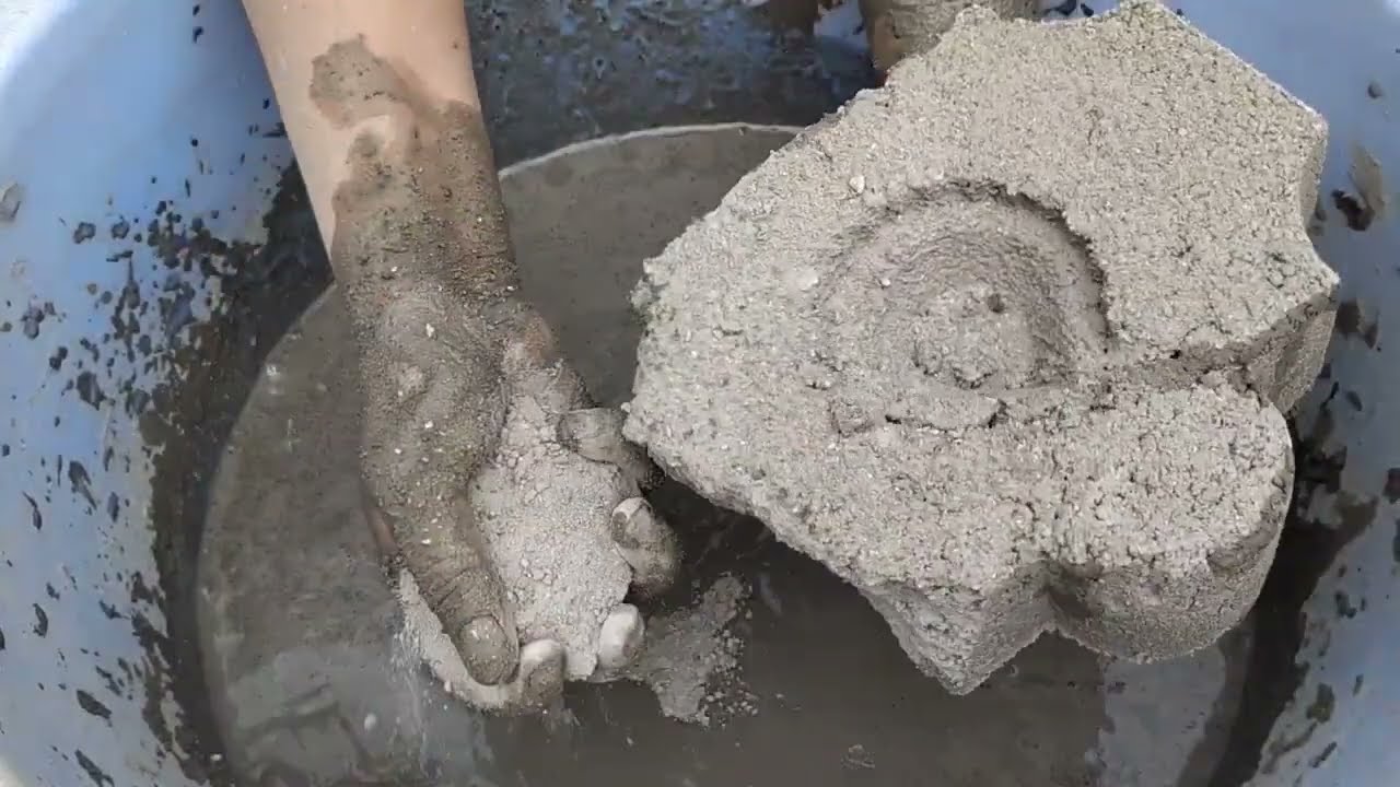 Asmr - Gritty sand cement interlock tiles crumbling in water 💦