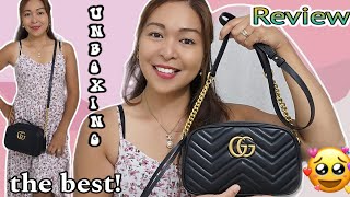 Gucci Marmont Small Camera Bag Unboxing & Review |What fits inside| MOD shots | best crossbody bag!