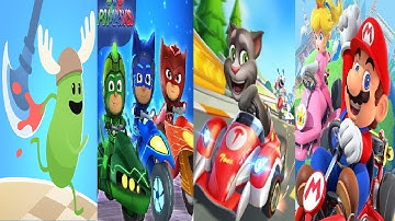 Dumb Ways to Dash VS Mario Kart Tour VS Talking Tom Karting  VS PJ Masks: Racing Heroes - Catboy,