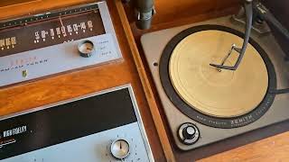 1960s ZENITH console stereo record player playing Billy Joel via FM STEREO 
