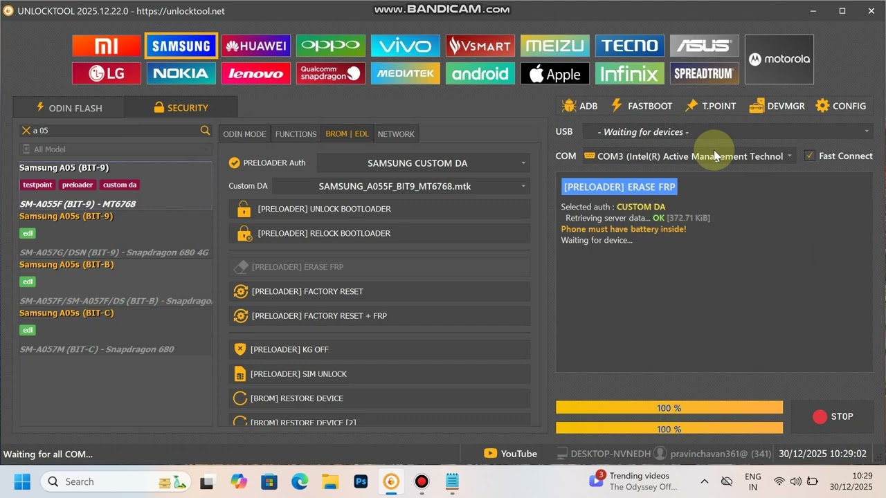 Samsung A05 (BIT-9) Frp Bypass Unlock Tool