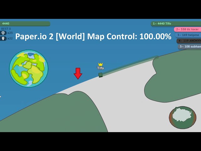 Paper.io 2 World Record Map Control: 100.00% 