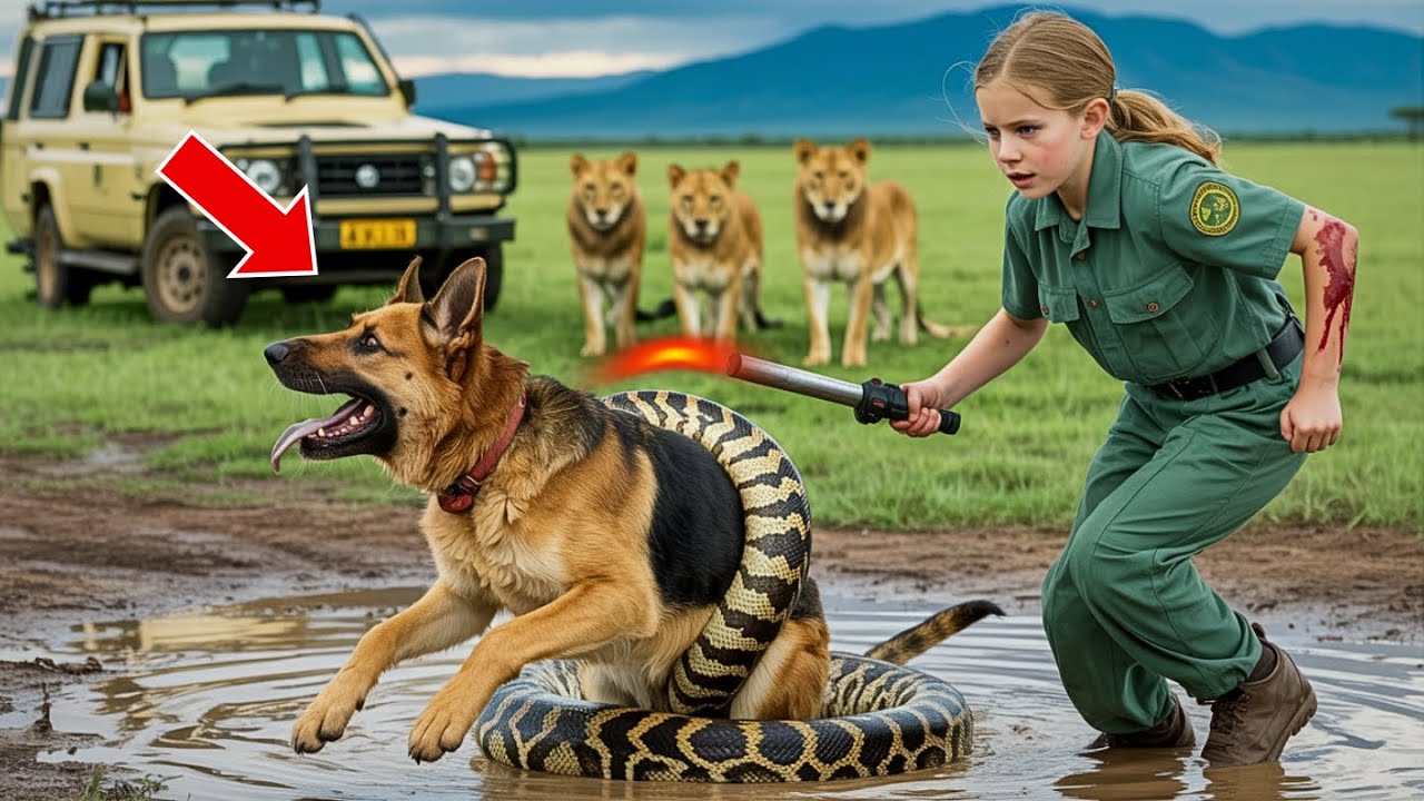 Little Girl Risks Life To Save German Shepherd From Python — Then The Lion Pride Did Something Shock