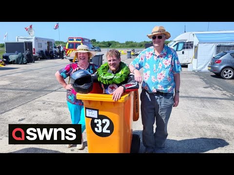 Eccentric engineer beats speed record after reaching 55mph - in a wheelie bin | SWNS