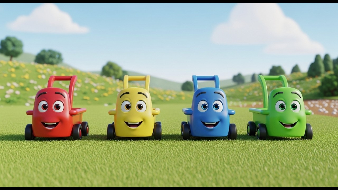 Four Little Toy Wagons Roll Roll Roll | Transportation & Counting Song for Kids