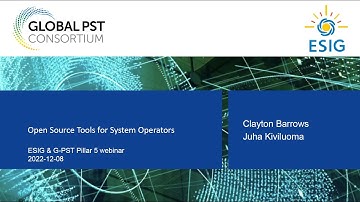 G-PST/ESIG Webinar Series: Open Source Tools for System Operators