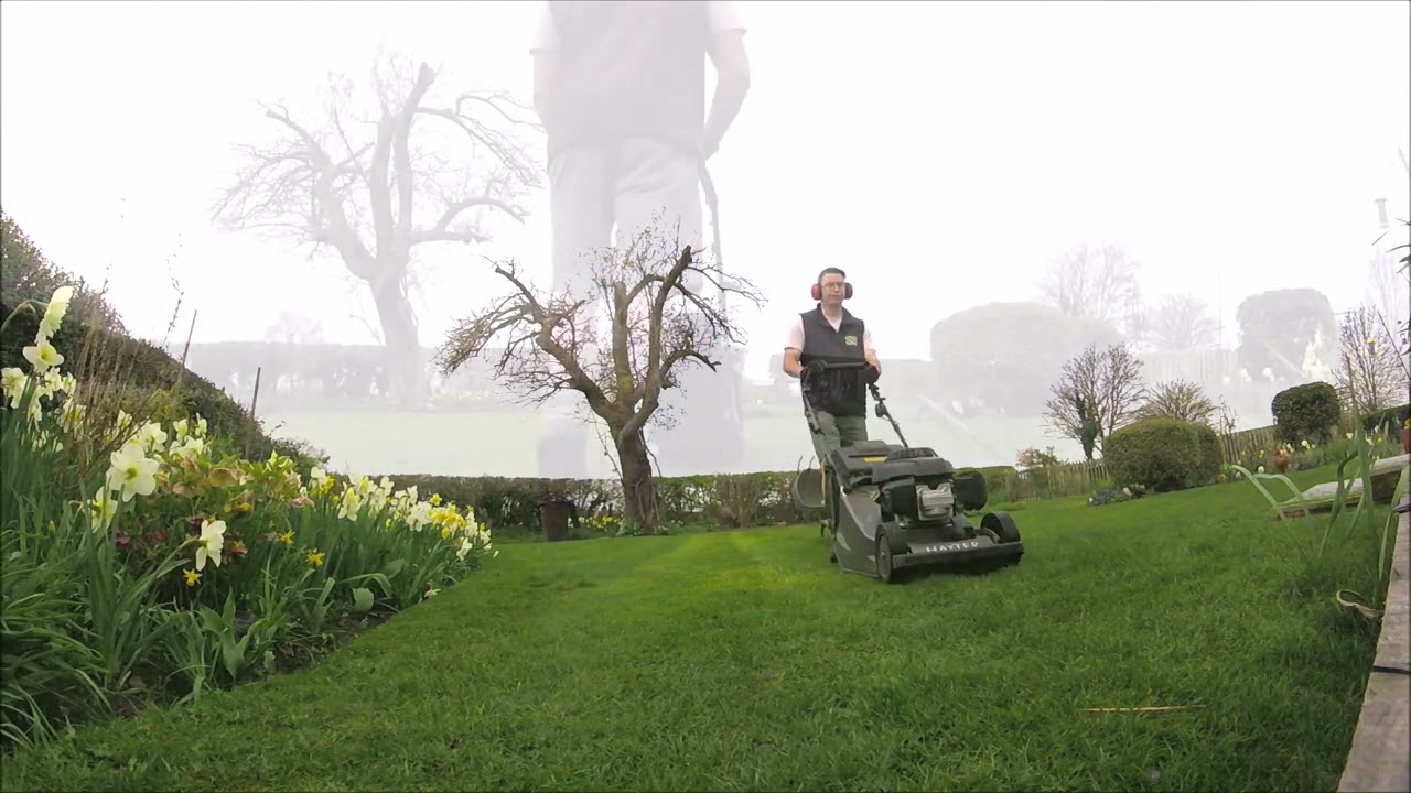 Lawn Mowing on a Sunny Spring Morning