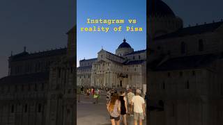 Instagram vs reality of the tower of  Pisa one of the seven wonders in Italy during summer