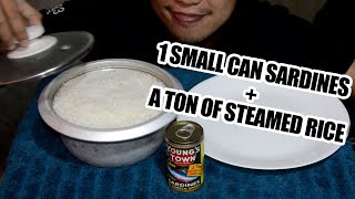 MUKBANG | 1 SMALL CAN SARDINES AND A TON OF STEAMED RICE CHALLENGE