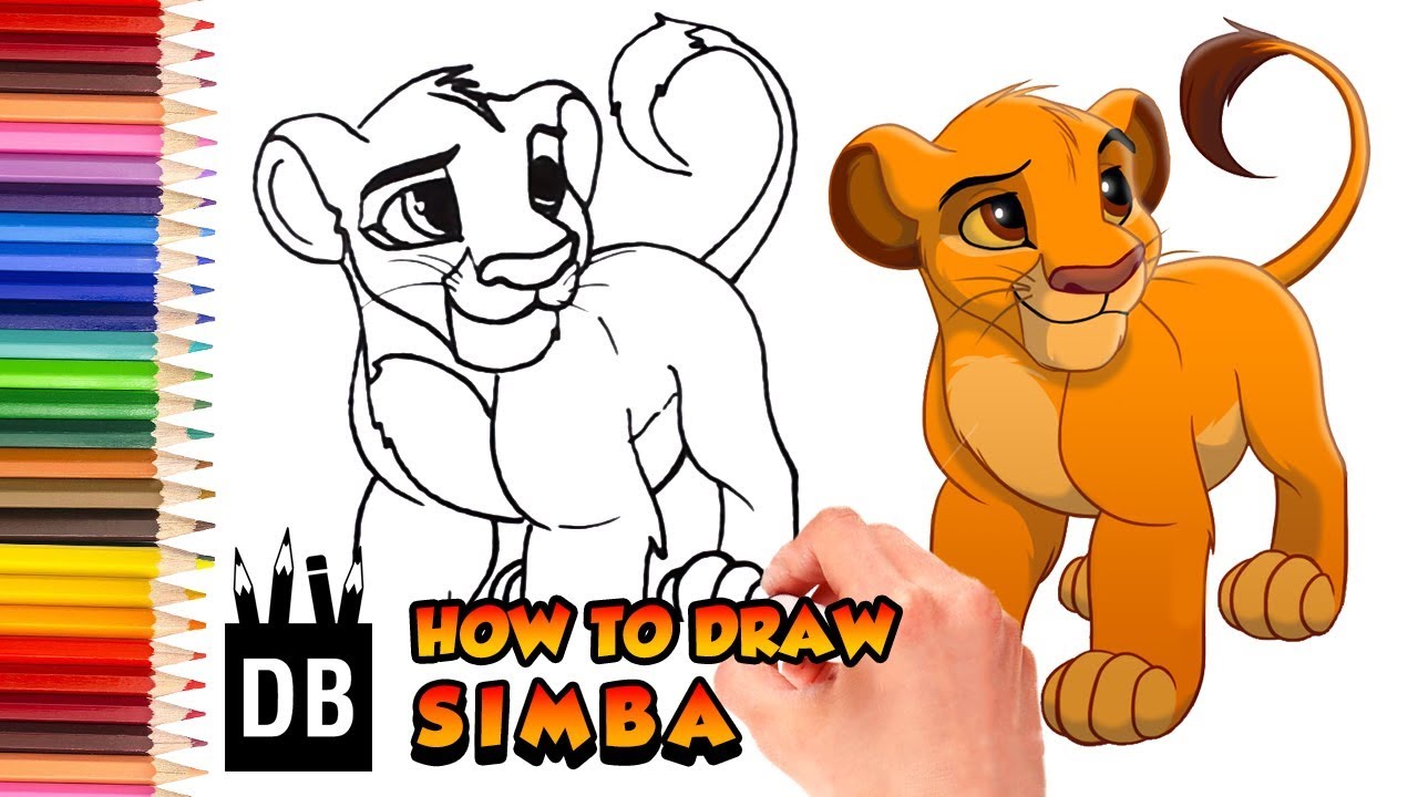 How to Draw Simba Lion from Lion King- Step by Step Video | 4 Kids ...