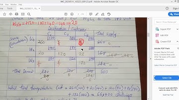 solving a transportation problem using NWCM and checking for optimality using stepping stone method