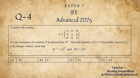 JEE Advanced 2025 Math Paper 1 (Q 4) solution | IIT JEE Maths | #jeeadvanced2025 #projecteducation
