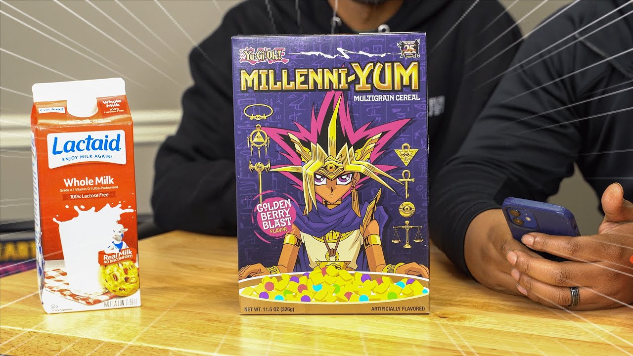 Trying Out the New YuGiOh Cereal MillenniYUM! YouTube