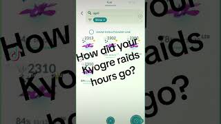 How did your Kyogre raids hours go? mine pretty well!!! #PokemonGO #pogoneutralground #shinypokemon