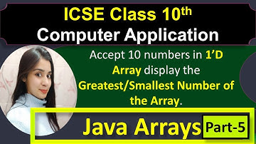 #5 ICSE 10th Java Arrays -1’D Array Display the Greatest/Smallest Number of the Array