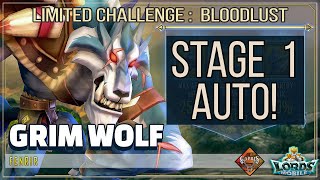 Lords Mobile - Fenrir Grim Wolf Limited Challenge Bloodlust Stage 1 auto mode set of heroes