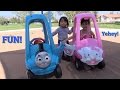 Hello Kitty Ride-On Car and Thomas the Tank Engine Ride-On Train Playtime w/ the Kids