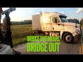 Tractor Trailer ends up stuck after missing bridge out signs