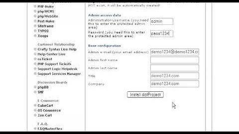 How to install dotProject from Fantastico