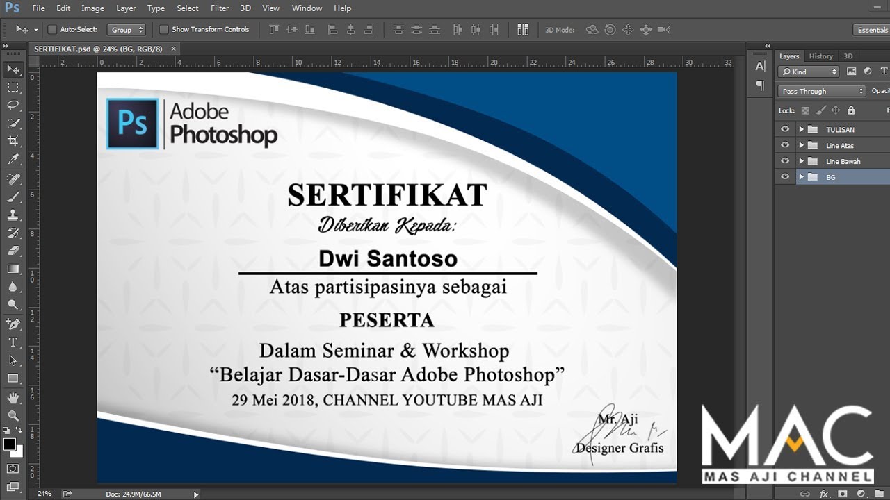  Cara  membuat  desain  sertifikat dengan  photoshop  YouTube