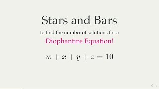 Stars-and-Bars to Find the Number of Solutions of a Diophantine Equation!