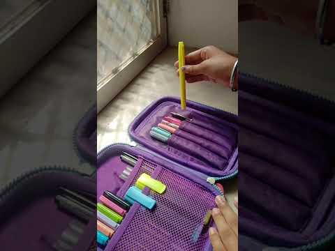 arranging my unicorn pencil case #asmr #unicorn pencil case # stationery # colourful # shorts