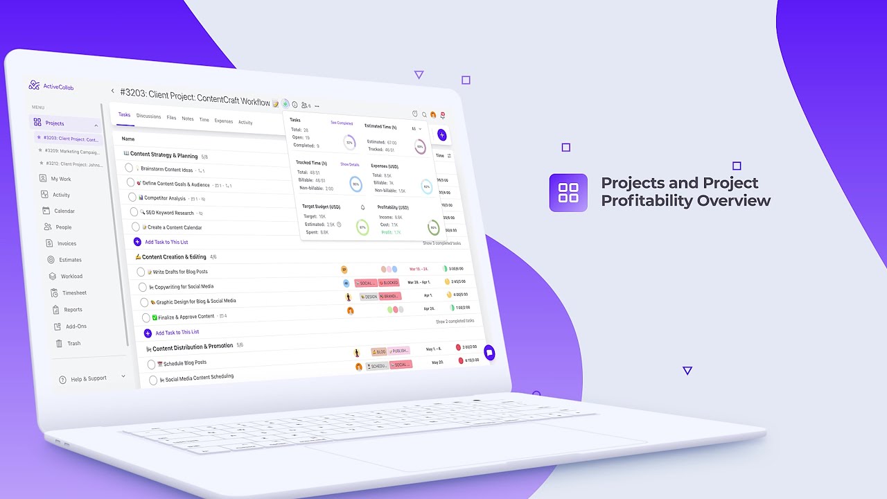 Project and Profitability Overview in ActiveCollab
