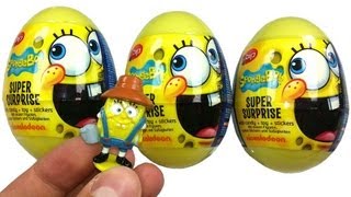 3 Spongebob Super Surprise Eggs Unboxing