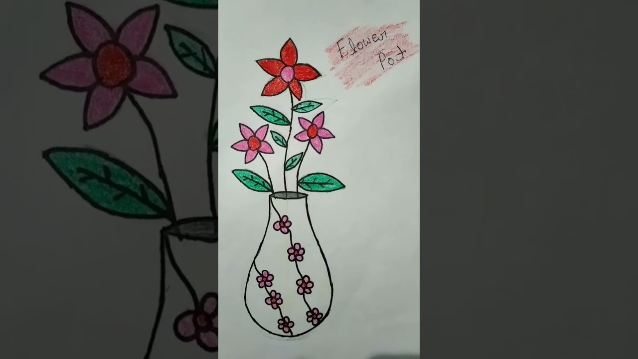 how to draw a flower pot 