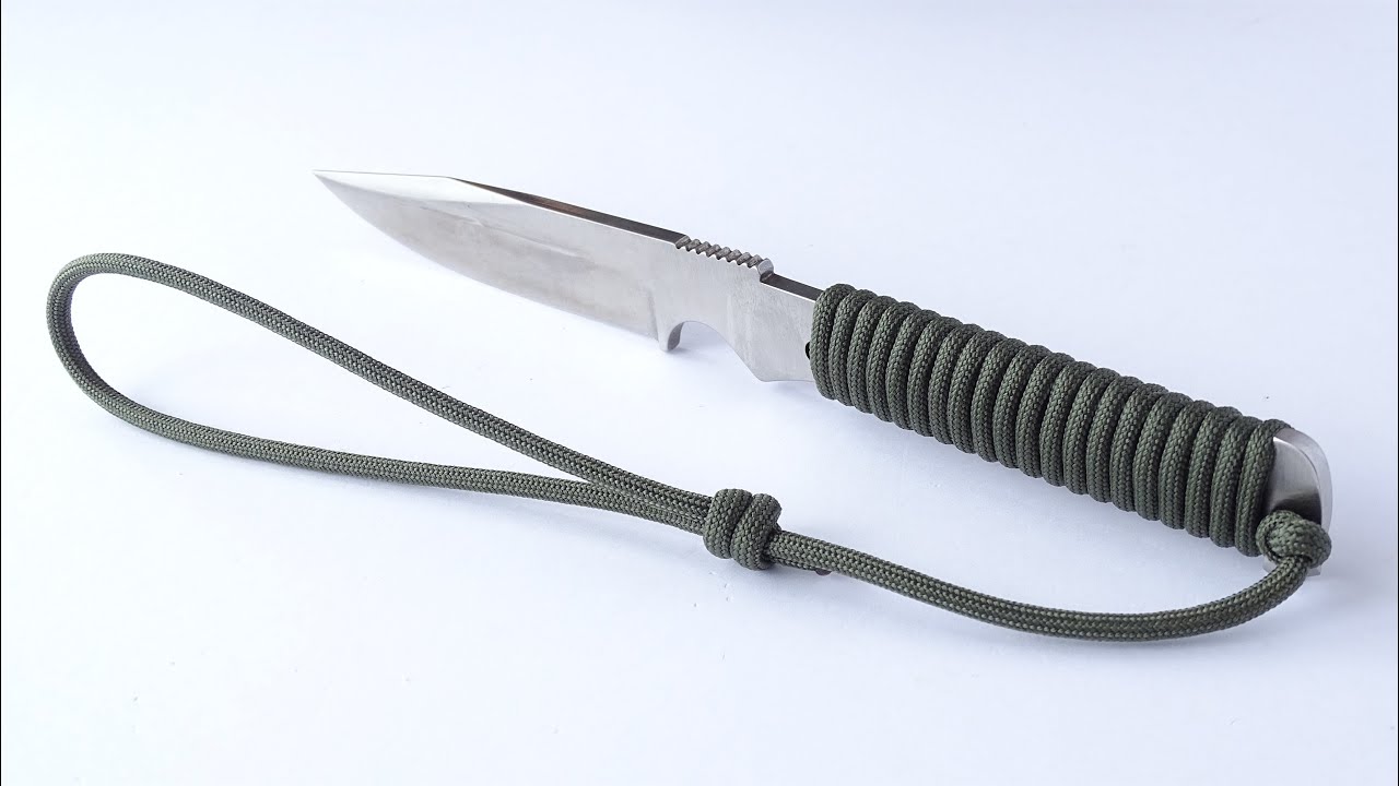 How to Make the Simplest Paracord Knife Handle Wrap With Adjustable Lanyard  Loop - Easy to Untie 