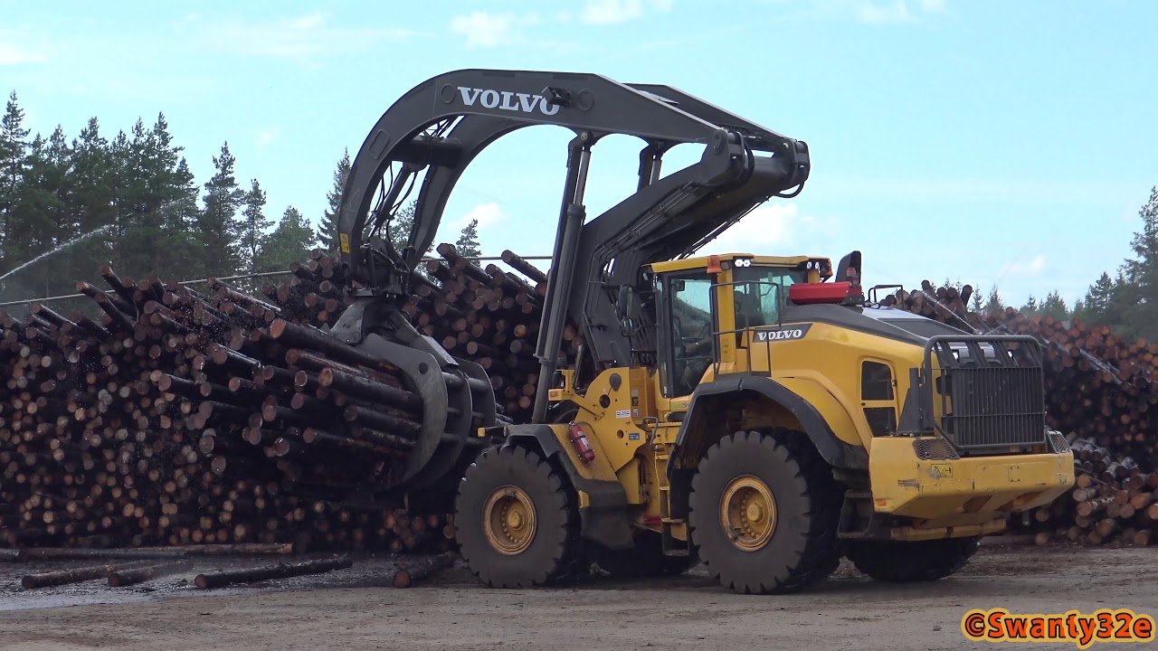 4K Volvo L180H High Lift Timber Handling YouTube