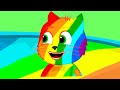 Familia de Gatos - Pintura Arcoiris De Piscina Dibujos animados para niños