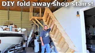 DIY folding shop stairs, a real room saver! #654