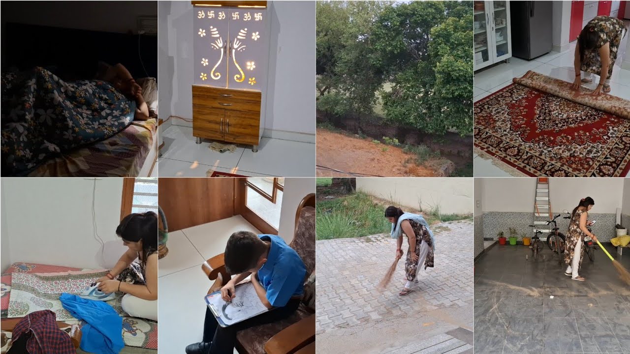 🌄सुबह5बजे से शुरू हो गई मेरी ड्यूटी घर आते ही💁energetic morning work routine.आंधी से घर का बुरा हाल