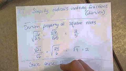 Algebra 11  1 Simplifying Radicals with fractions