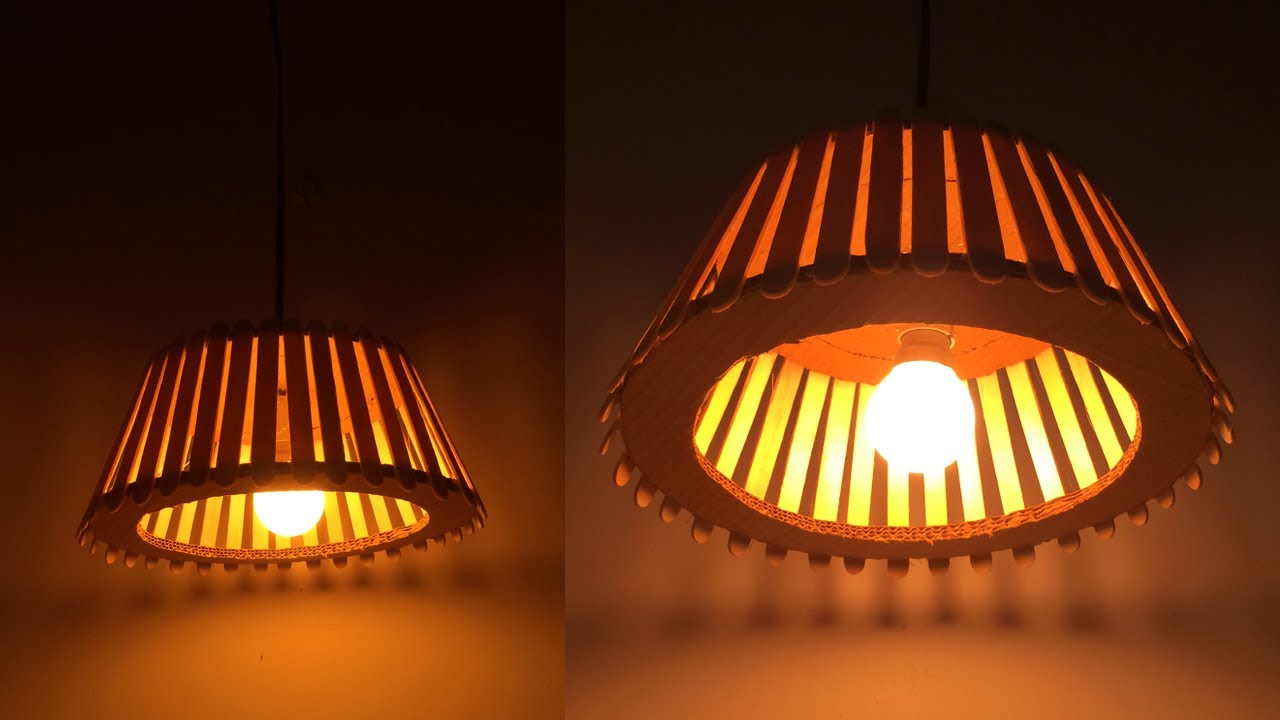 Make Home Made Lamp Popsicle Stick Lamp Room Decor Ice Cream Stick