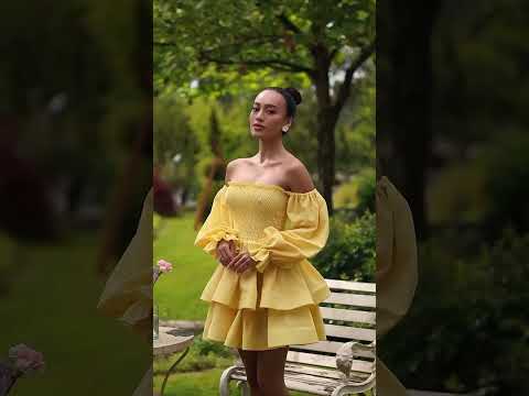 Платье стильное женское с пышной двойной юбкой из льна 1003 Размер 42- 46, видео 1