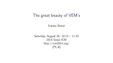 ICM2014 VideoSeries PL8: Franco Brezzi on Aug16Sat